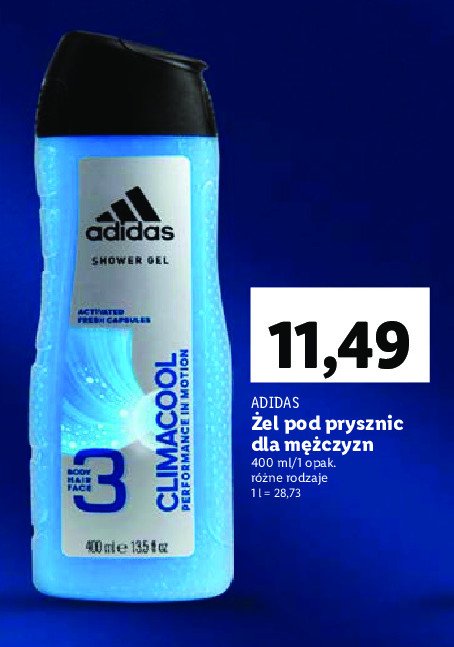 Żel pod prysznic Adidas men climacool Adidas cosmetics promocja