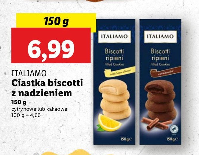 Ciastka z nadzieniem z nadzieniem cytrynowym Italiamo promocja w Lidl