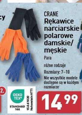 Rękawice polarowe narciarskie 7-10 CRANE promocja w Aldi