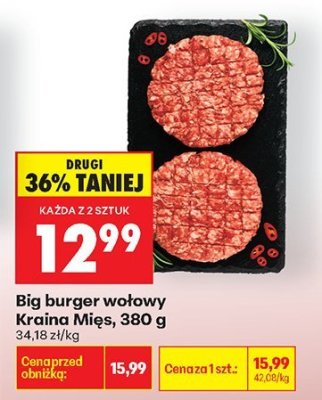 Big burger wołowy Kraina Mięs 380g promocja w Biedronka