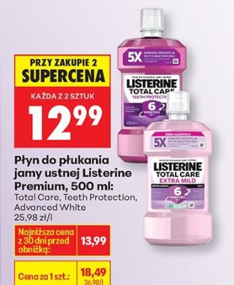 Płyn do płukania jamy ustnej Listerine Premium, 500 ml promocja w Biedronka