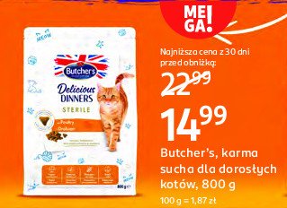 Karma dla kota pro sterile Butcher's delicious dinners promocja w Rossmann