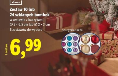 Zestaw 10 / 24 szklanych bombek  promocja w Lidl