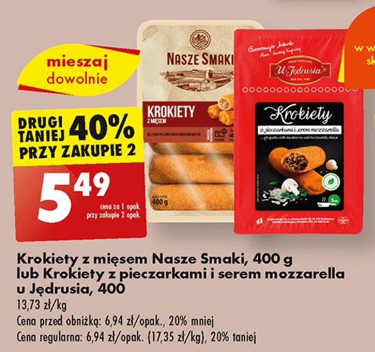Krokiety z pieczarkami i serem mozzarella U jędrusia promocja w Biedronka