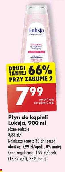 Płyn do kąpieli rose & milk protein Luksja creamy & soft promocja