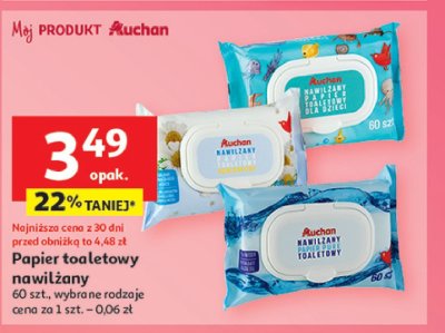 Papiero toaletowy nawilżany rumiankowy Auchan promocja