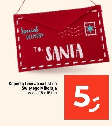 Koperta filcowa na list do św. mikołaja 15 x 25 cm promocja w Dealz