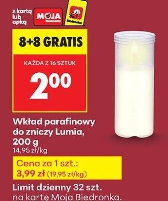 Wkład parafinowy do zniczy promocja w Biedronka