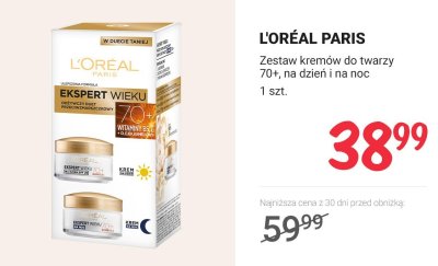 Zestaw kremów do twarzy 70+, na dzień i na noc L'ORÉAL PARIS promocja w Rossmann