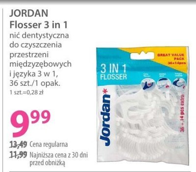 Nić dentystyczna JORDAN Flosser 3 in 1 do czyszczania przestrzeni międzyzębowych i języka 3 w 1 promocja w Hebe