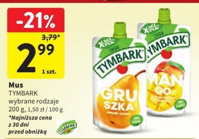 Mus Tymbark wybrane rodzaje 200 g promocja w Intermarche