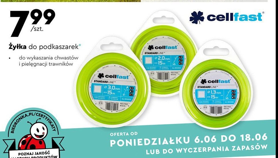 呕y艂ka do podkaszarki wym. 3 mm x 15 m Cellfast promocja