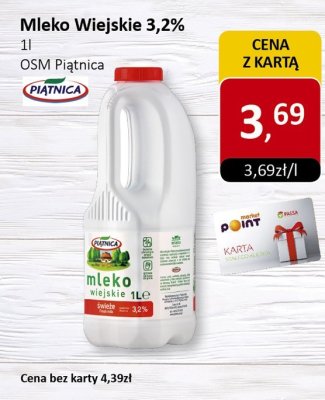 Mleko Wiejskie 3,2% 1l OSM Piątnica promocja w Market Point