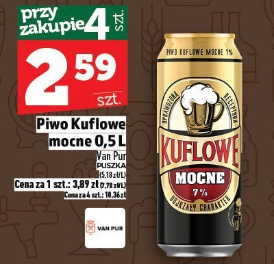 Piwo Kuflowe mocne 0,5 L Van Pur promocja w TOPAZ
