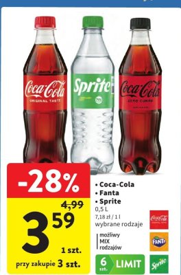 Napój Coca-Cola wybrane rodzaje promocja w Intermarche