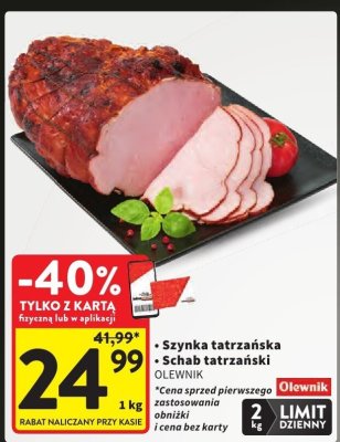 Szynka tatrzańska, Schab tatrzański OLEWNIK promocja w Intermarche
