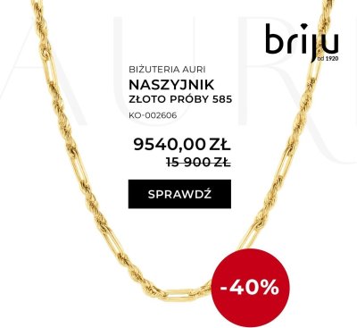 Naszyjnik złoto próby 585 promocja w Briju