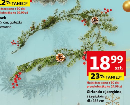 Girlanda z jarzębiną i szyszkami 155 cm Actuel promocja w Auchan