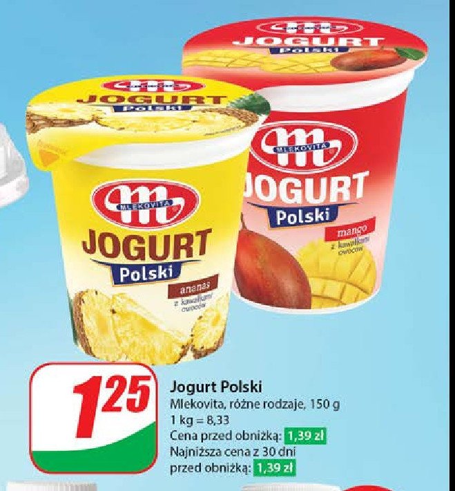 Jogurt ananasowy Mlekovita jogurt polski promocja w Dino
