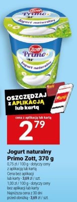 Jogurt naturalny Primo Zott, 370 g promocja w Twój Market