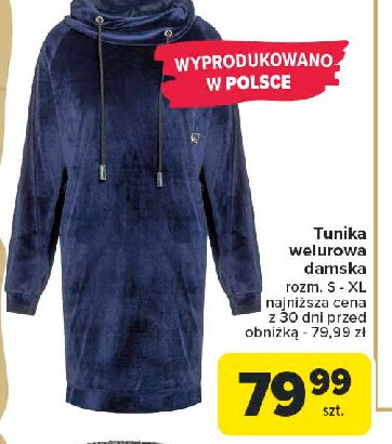 Tunika welurowa s-xl promocja w Carrefour