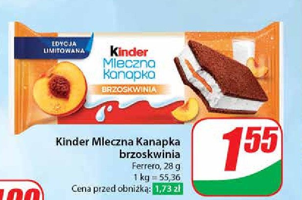 Baton brzoskwiniowy Kinder mleczna kanapka promocja