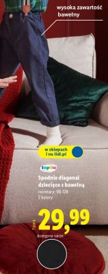 Spodnie diagonal dziecięce z bawełną  promocja w Lidl