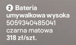 Bateria umywalkowa wysoka czarna matowa promocja w Castorama