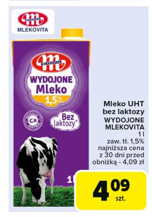 Mleko bez laktozy 1.5% Mlekovita wydojone promocja