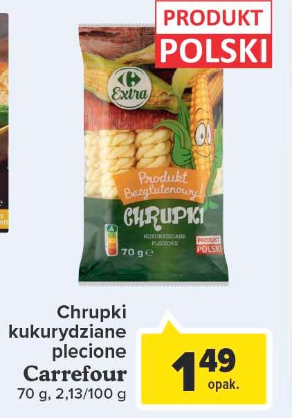 Chrupki kukurydziane plecione bezglutenowe Carrefour promocje