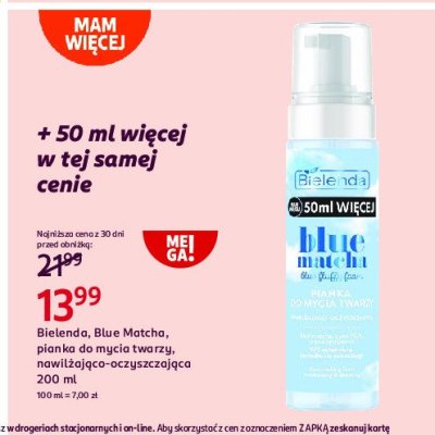 Pianka do mycia twarzy nawilżająco-oczyszczająca Bielenda blue matcha promocja