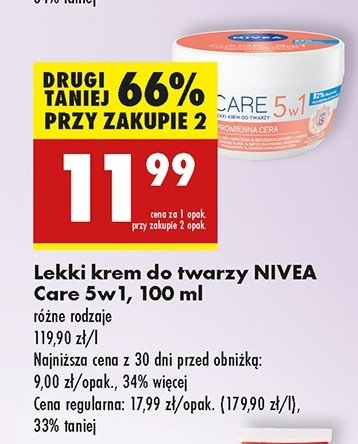 Krem do twarzy lekki promienna cera Nivea creme care promocja