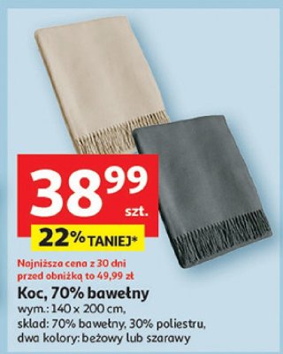 Koc 70% bawełny 140x200 cm promocja w Auchan