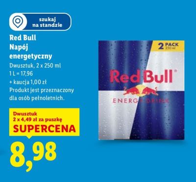 Napój energetyczny Red Bull dwusztuk 2 x 250 ml promocja w Lidl