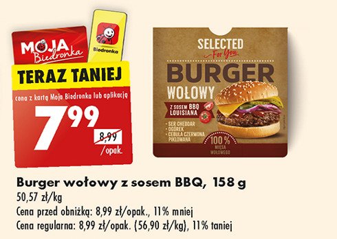 Burger wołowy z sosem bbq Selected for you promocja