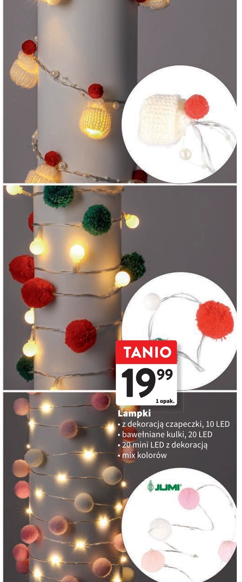 Lampki 10 led czapeczki Jumi promocja w Intermarche