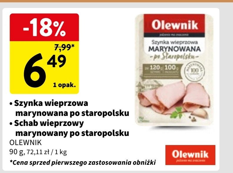 Szynka wieprzowa marynowana po staropolsku Olewnik promocja