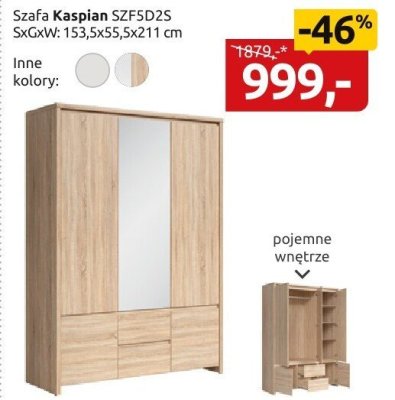 Szafa Kaspian SZF5D2S promocja w Black Red White