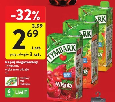 Sok TYMBARK wybrane rodzaje promocja w Intermarche