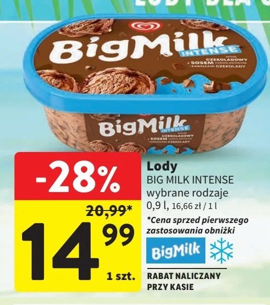 Lody czekolada Algida big milk promocja