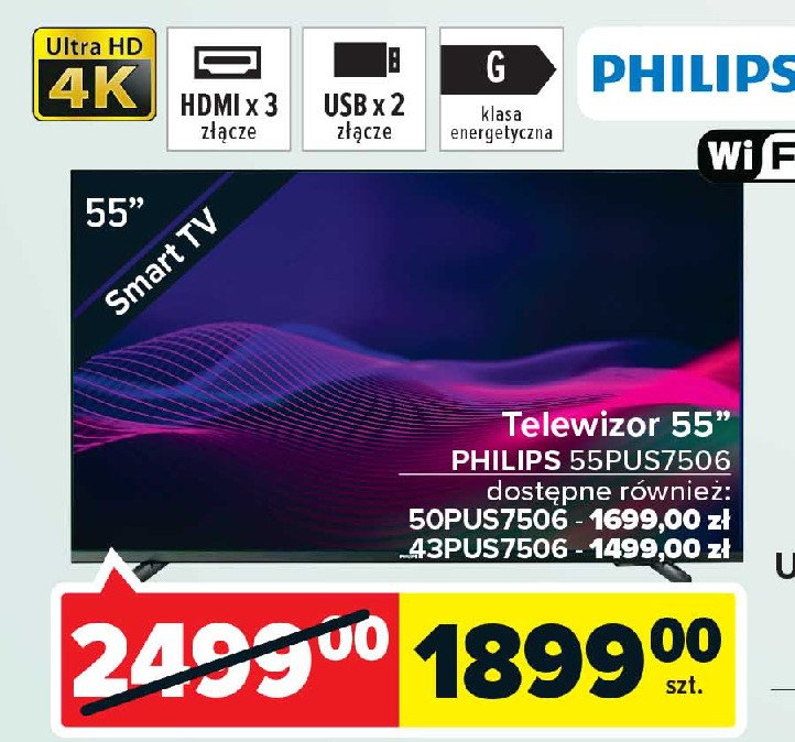 Telewizor led 43" pus7506/12 Philips promocja