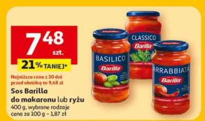 Sos Barilla do makaronu lub ryżu, wybrane rodzaje promocja w Auchan