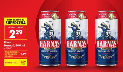 Piwo Harnaś jasne pełne 500 ml promocja w Biedronka