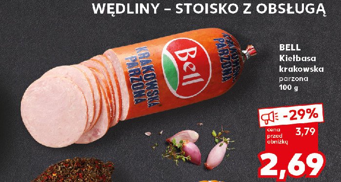 Kiełbasa krakowska parzona Bell polska promocja