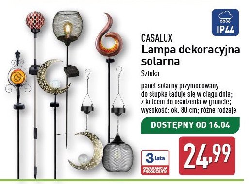 Lampa solarna dekoracyjna 80 cm Casalux promocja