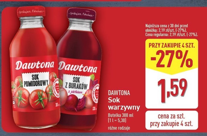 Sok pomidorowy Dawtona promocja w Aldi