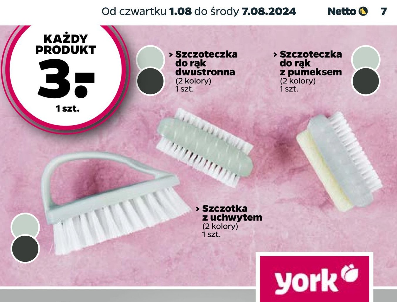 Szczotka do rąk dwustronna flower York promocja