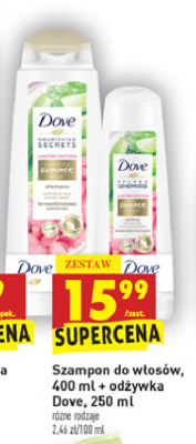 Zestaw w banderoli nourishing secrets summer ritual aloe vera& rose szampon 400 ml + odżywka 250 ml Dove zestaw promocja