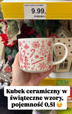 Kubek ceramiczny w świąteczne wzory  promocja w Dino