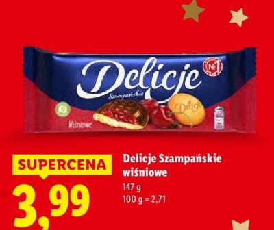 Ciastka Delicje Szampańskie wiśniowe promocja w Lidl